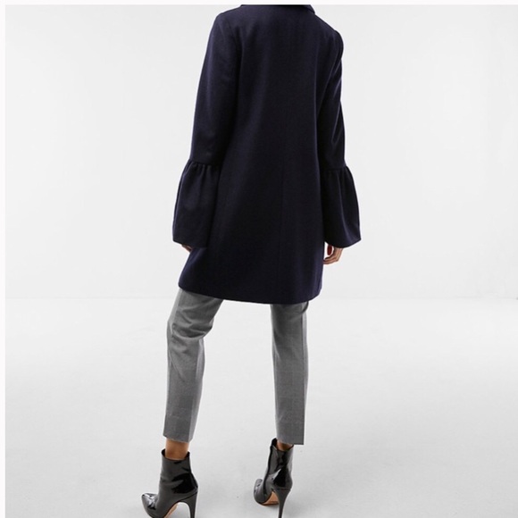 NWT Express Navy Bell Sleeve Shawl Collar Coat - Picture 2 of 7